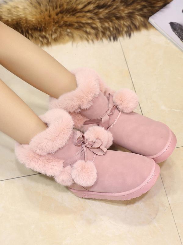 Middle Tube Artificial Fur Fluffy Ball Snow Boots Uggs