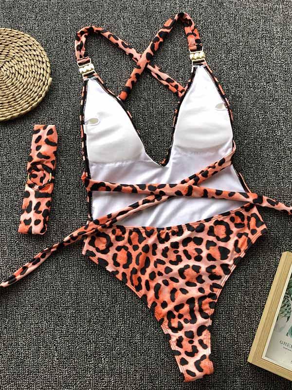 Leopard Backless One-Piece Swimsuit