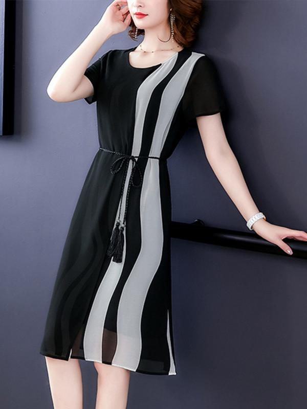 Summer Chiffon Loose Striped Dress