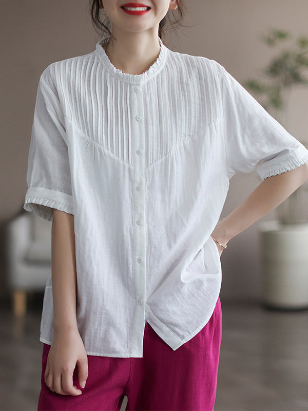 Original Artistic Retro Loose Pleated Blouse