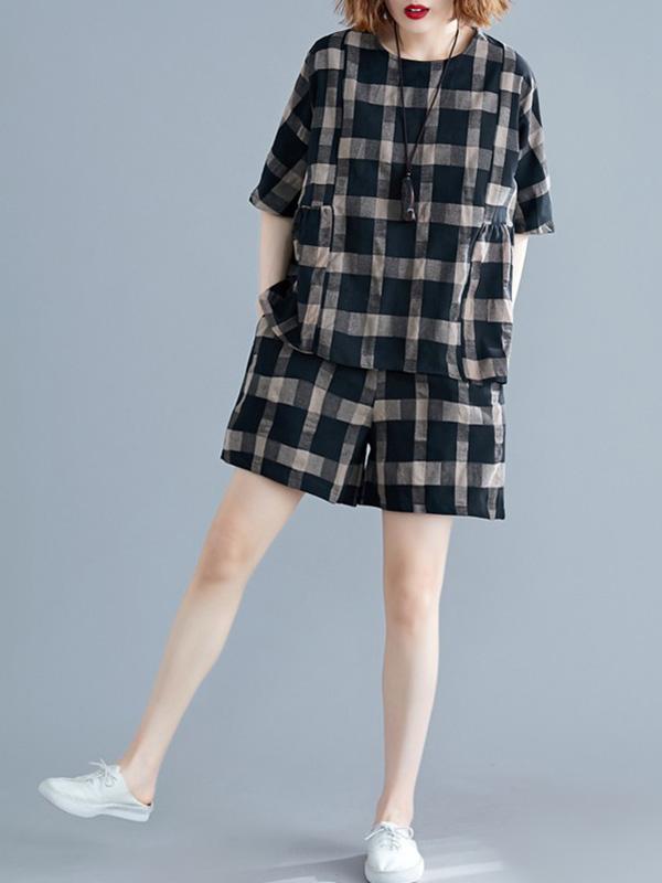 New Plaid T-Shirt + Loose Oversize Short Pants