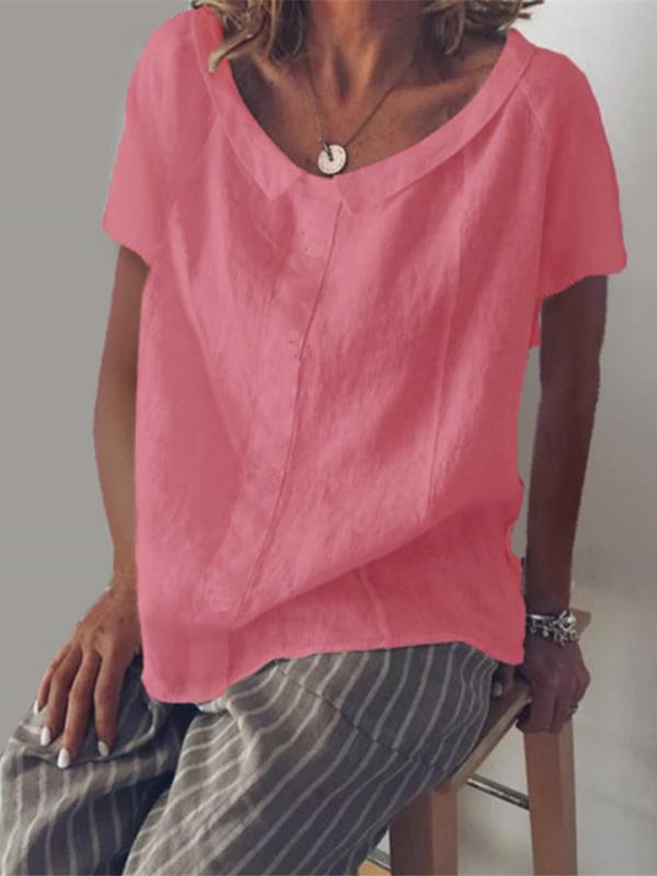 Casual Solid Round-neck T-shirt