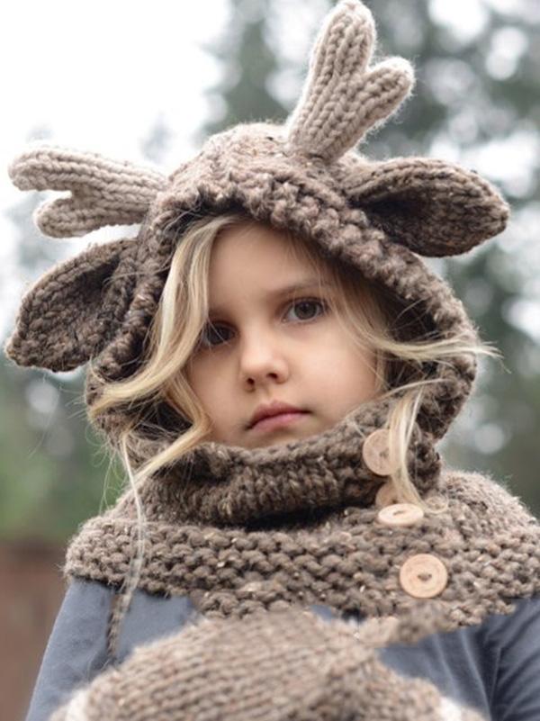 Knitted Elk Single Button Hat&Glove Accessories