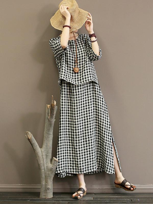 Vintage Original Plaid Maxi Dress