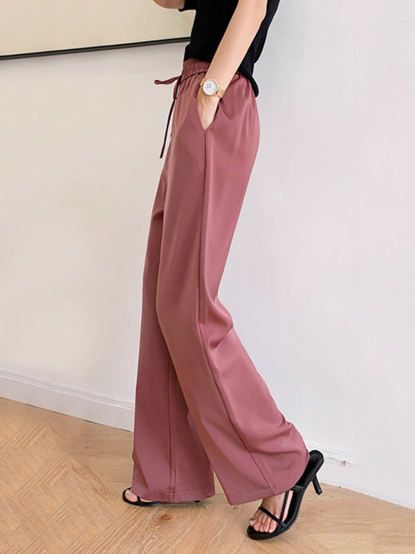 Casual 6 Colors Elasticity Drawstring Wide Legs Loose Pants