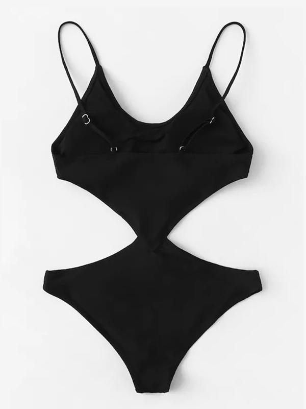 Black Hollow One-piece Swimwear