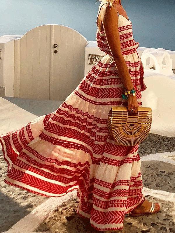 Beach Printed  Spaghetti-neck Maxi Dress