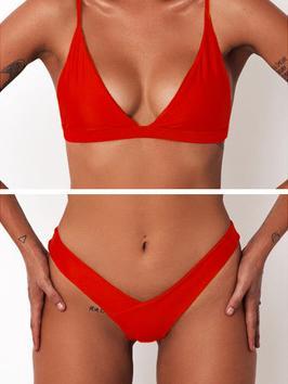 7 Colors Triangle Plain Bikinis Swimwear