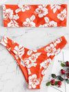 Bandeau Flowers Printed Bikinis Swimwear