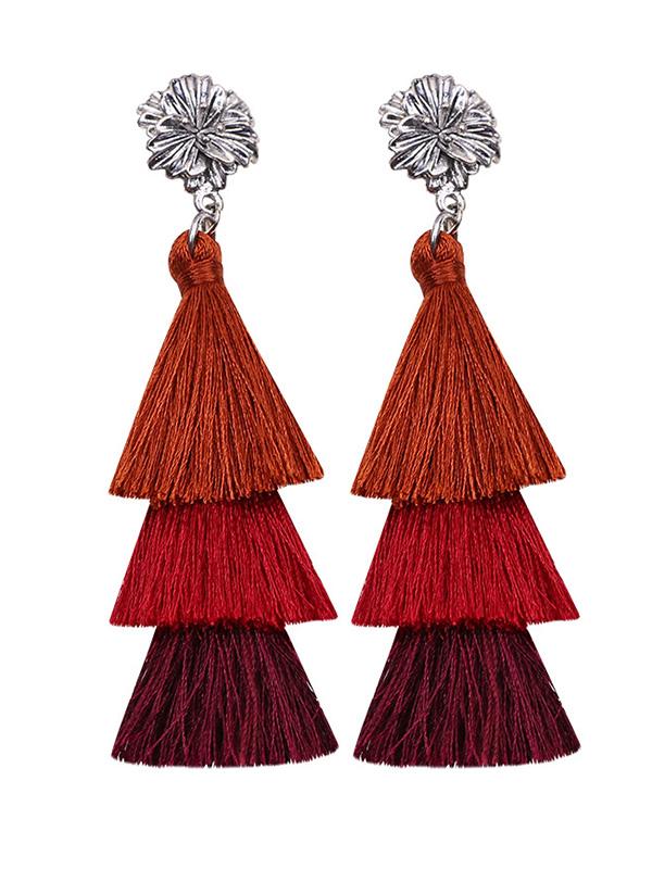 Pinecone Colorful Tasseled Bohemia Earrings