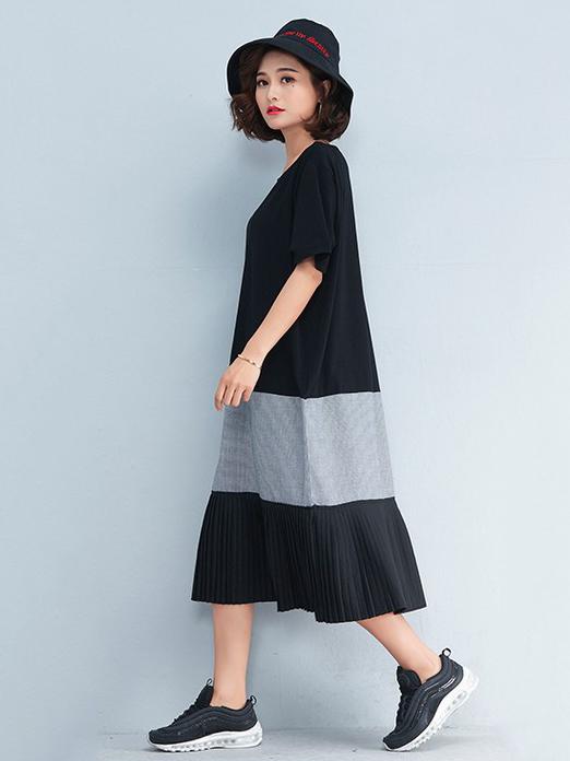 2019 Spring New Loose Split-joint Dress