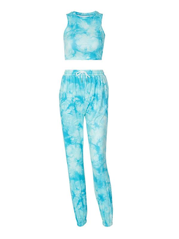 Tie-Dyed Wrap Tanks&Pants Sports Suits