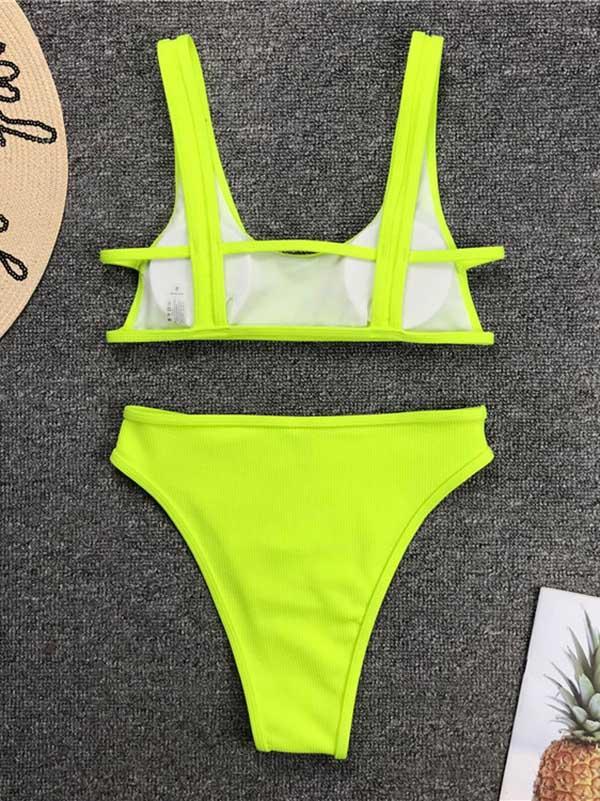 Sexy Backless Hollow Vest Split Type Bikini Swimsuit