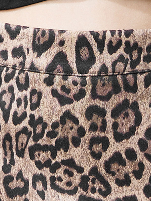 Urban Leopard Split-Joint Zipper A-Line Short Skirt