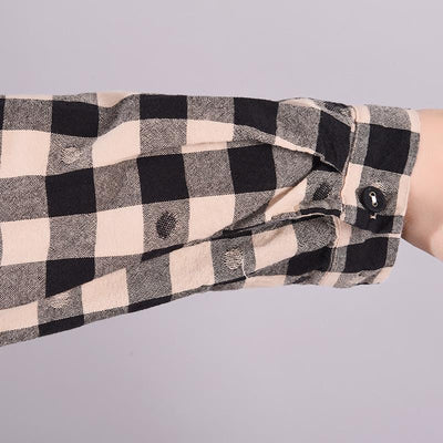 Buykud Lace Spliced Plaid Dot Loose Casual Dress