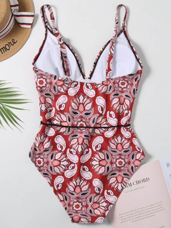 Spaghetti-Neck One-Piece Swimwear