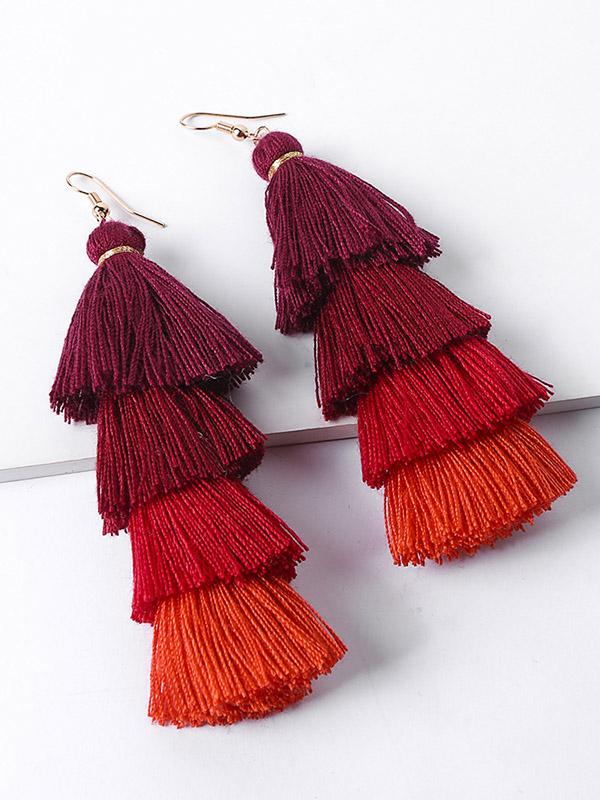 Pinecone Colorful Tasseled Bohemia Earrings