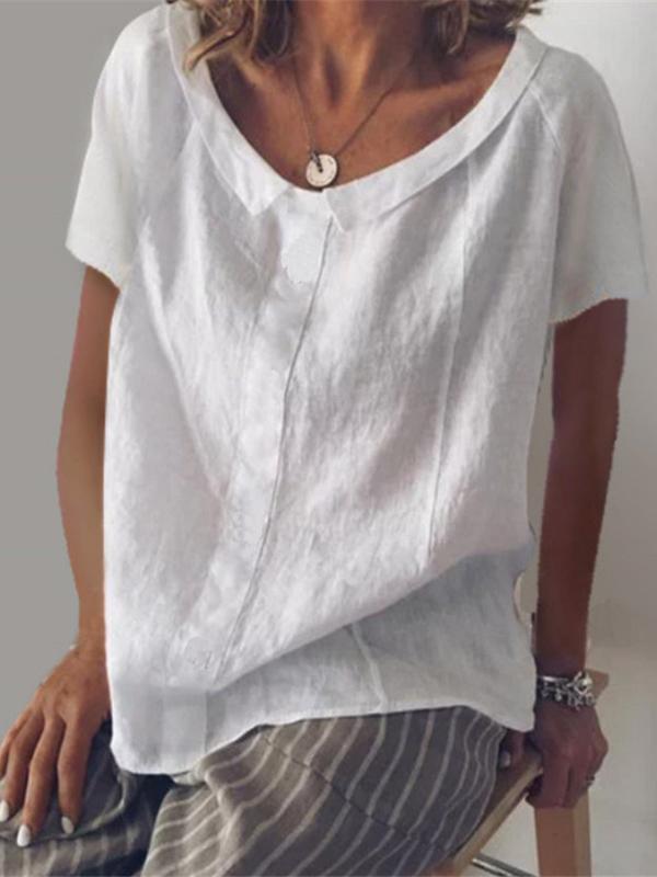 Casual Solid Round-neck T-shirt