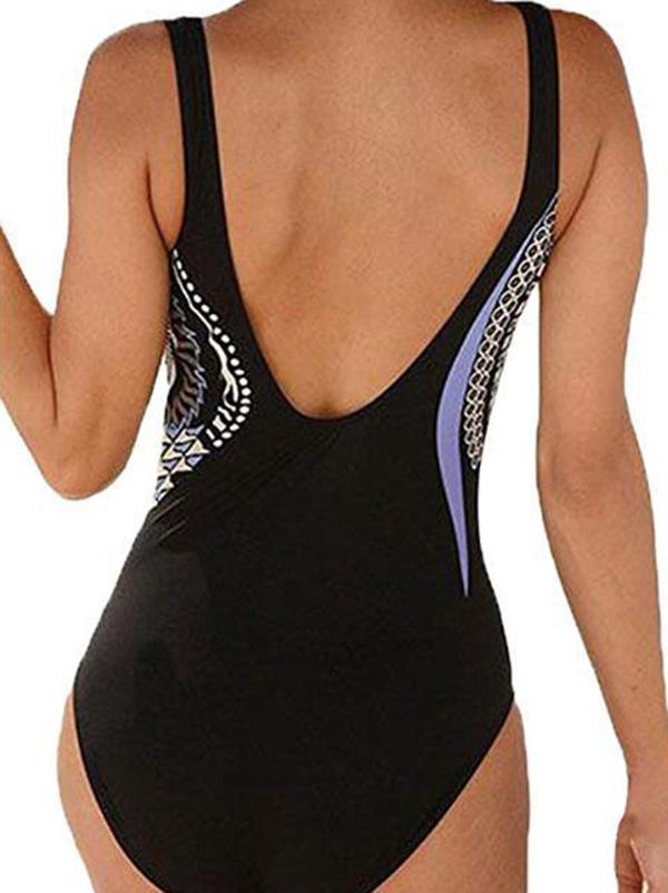 Retro Printed One-piece Swimwear