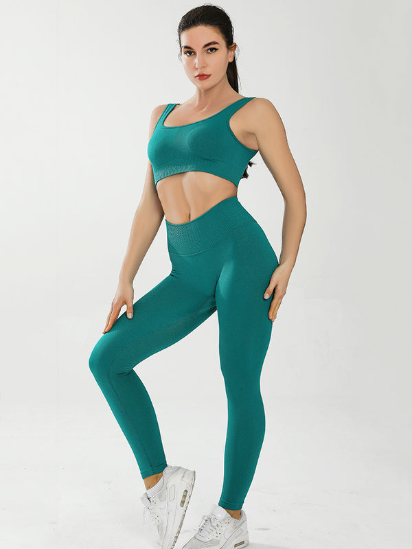 Wrap Solid Color Bra&Leggings Suits