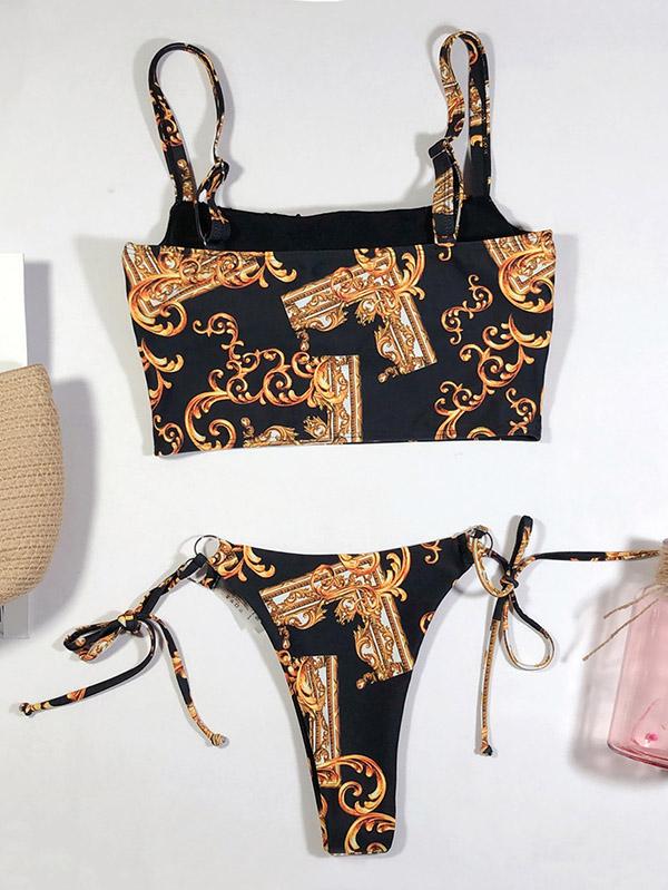 Printing Bandage Bikini Swimsuit