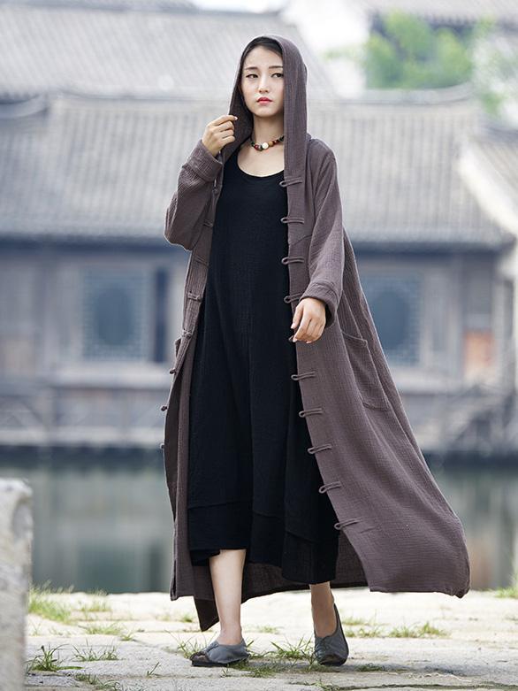 Chinese Style Casual Coat with Cape, Five Colors