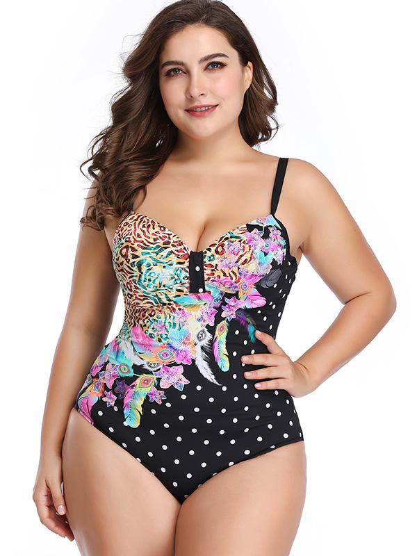 Sexy Printed Polka-Dot One-piece Swimsuit