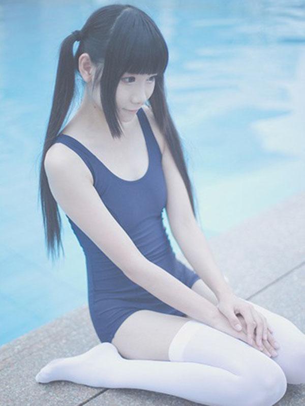 Japanese Students Solid One-piece Swimwear