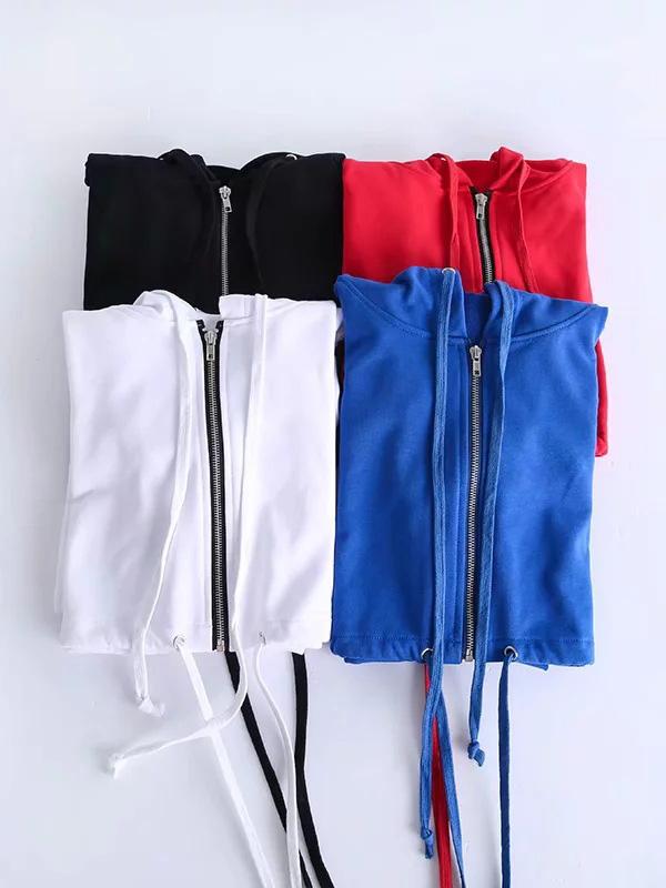 Zipper Hooded Sweatershirts And Striped Track Pants Suits