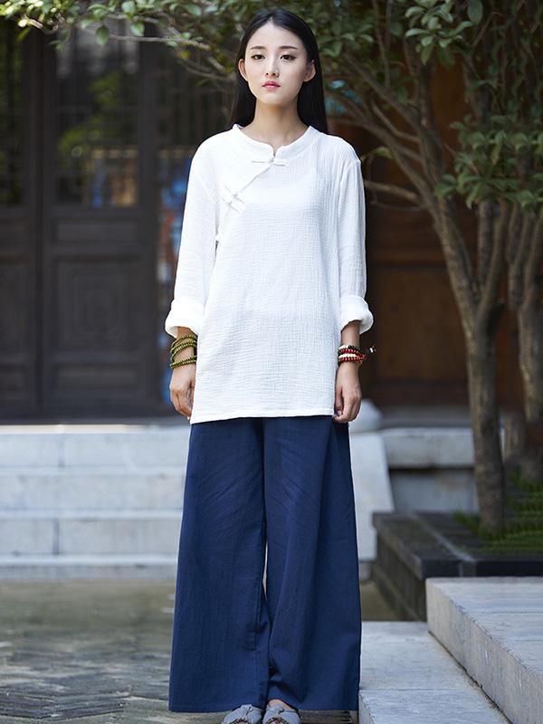 Casual National Style Cotton Pants