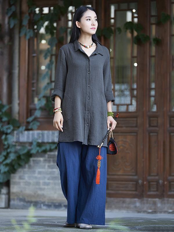 Casual National Style Cotton Pants