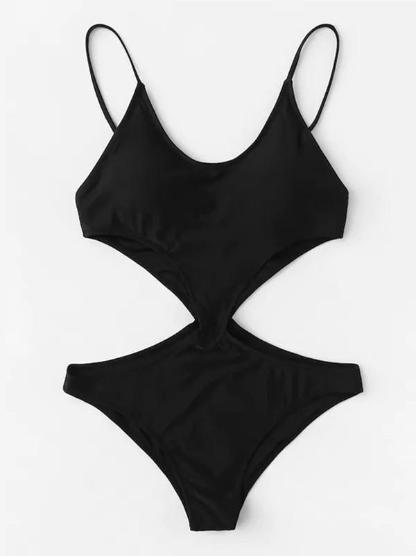 Black Hollow One-piece Swimwear