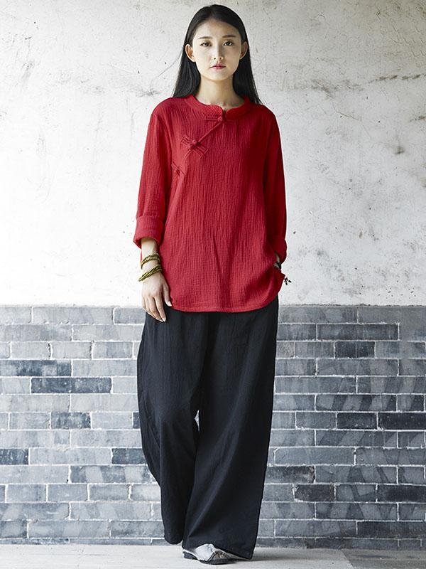 Casual National Style Cotton Pants