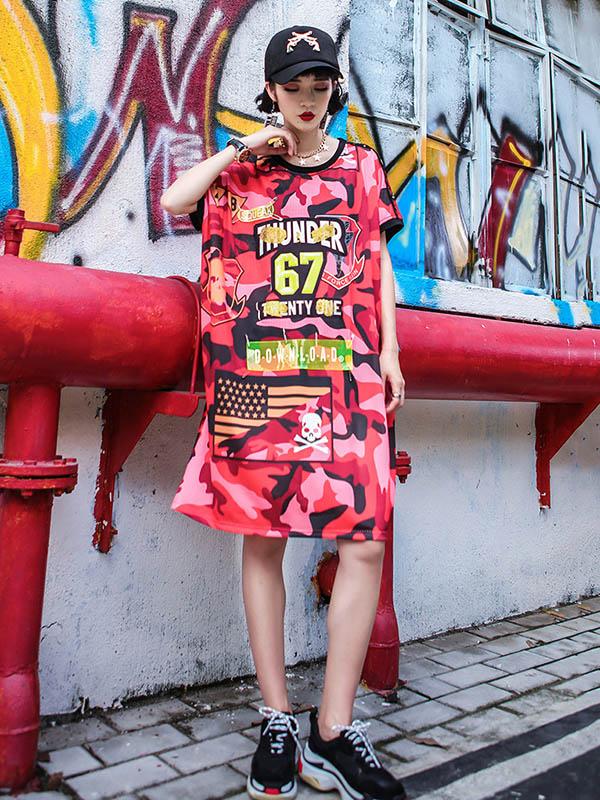 Camouflage Printed T-Shirt Dress