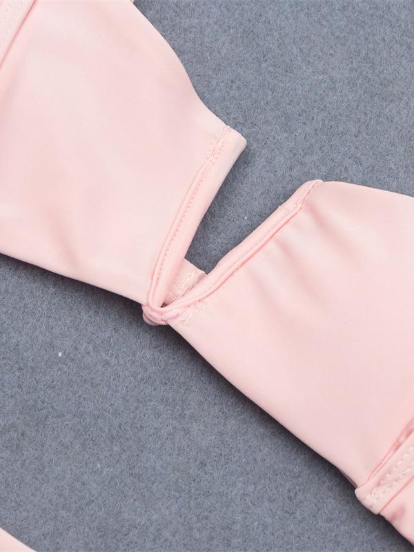 Falbala Solid Color Bikini Swimsuit