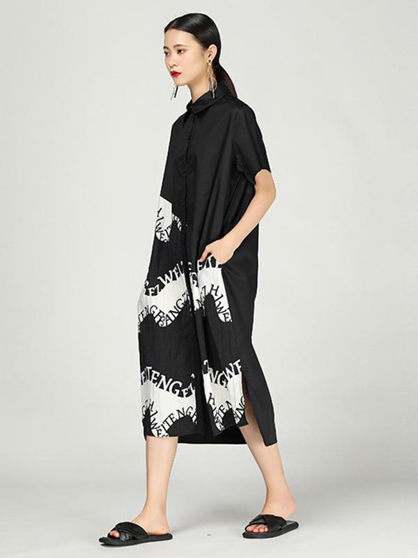 Irregular Ink Long Cotton Dress