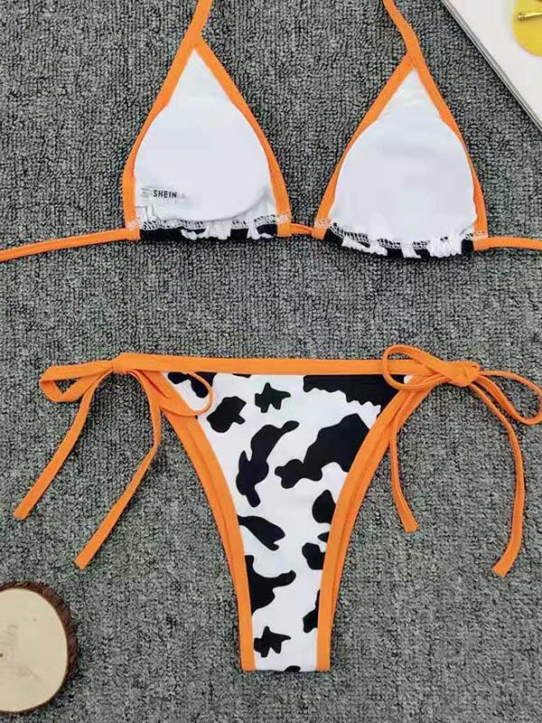 Sexy Spaghetti-Neck Bandage Hemming Bikini Swimsuit