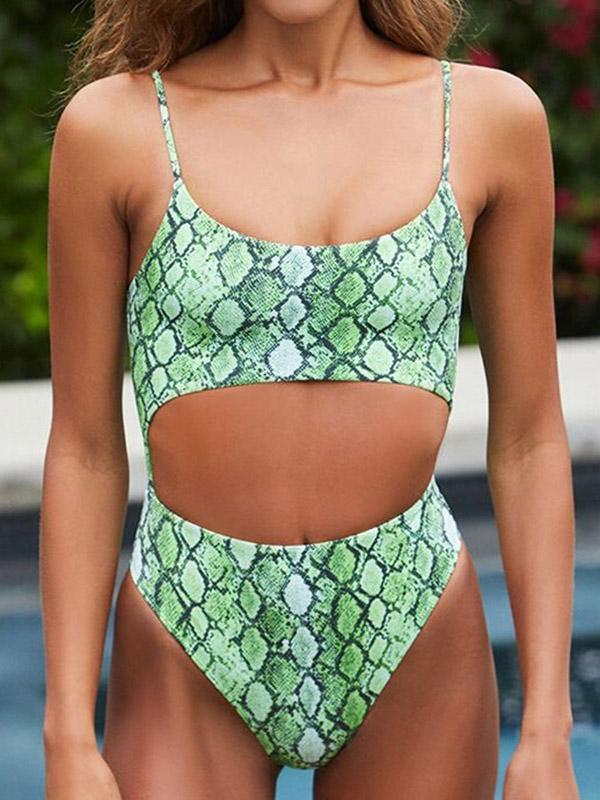 Sexy Sling Hollow  Bandage  One-Piece Type Swimwear