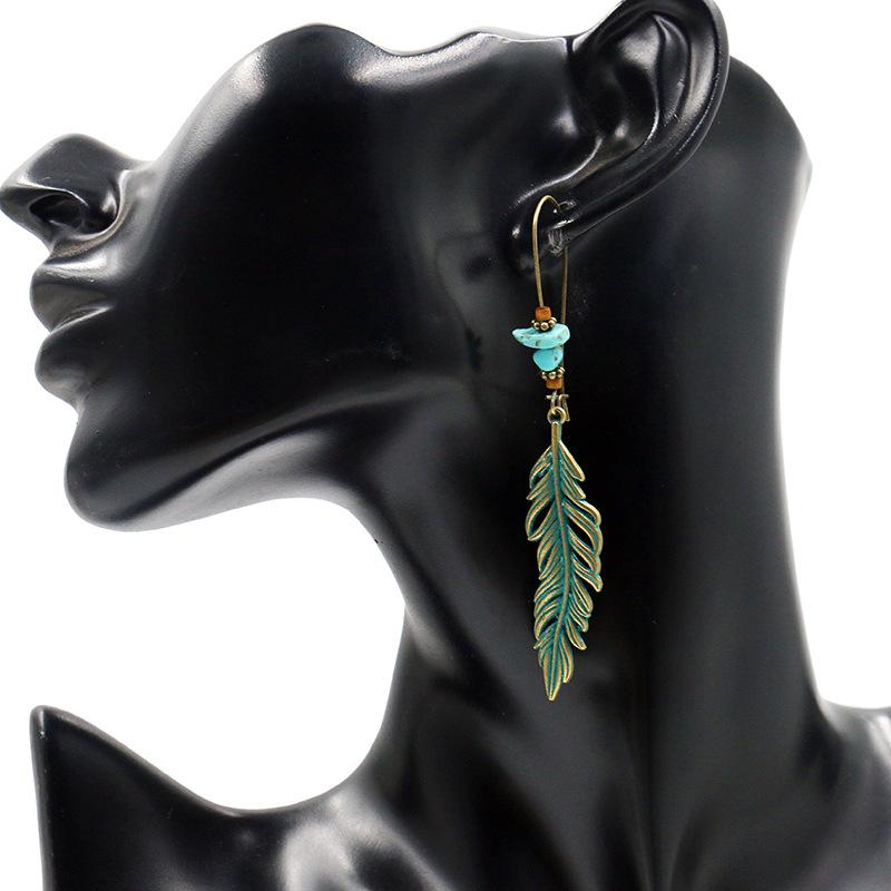 Alloy big retro leaf earrings