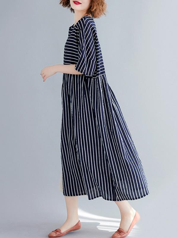 Loose Cotton Striped Dress