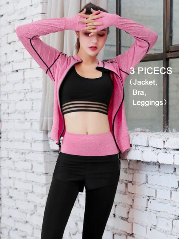 Solid Multiple Pieces Workout Yoga Suits