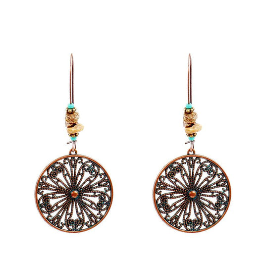 Vintage round earrings female creative flower alloy earrings popular earrings