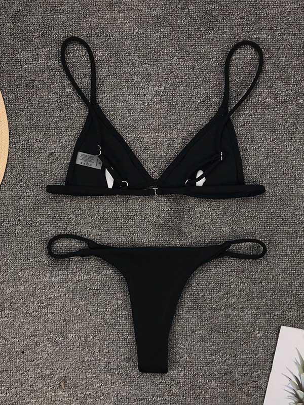 Plain Color Bikini Swimsuit