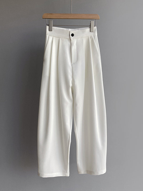 Casual Solid Color High Waisted H-Line Trousers