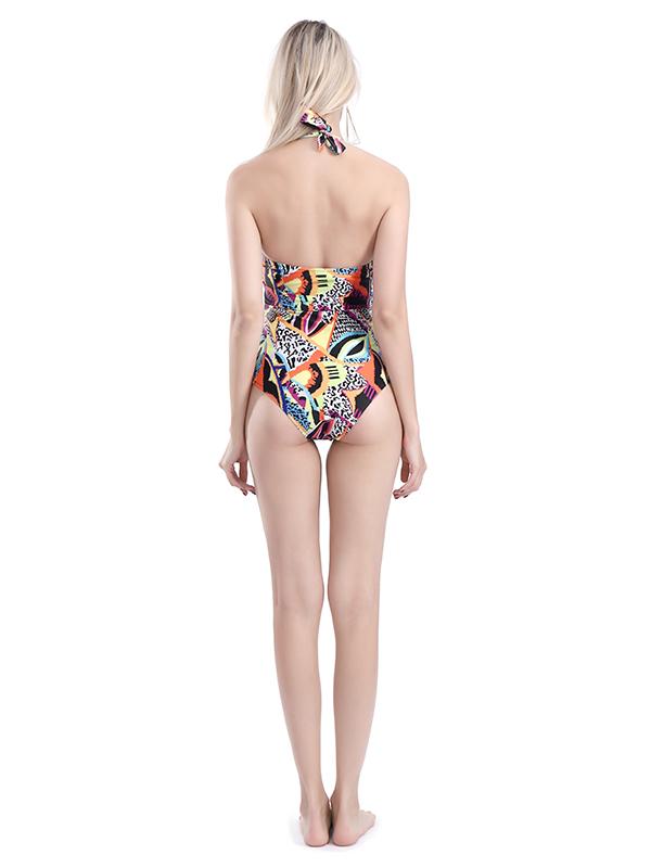 Printed Halterneck One-piece Swimwear