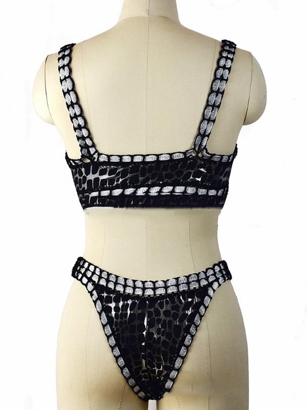 Sexy CORTEX Hand Crochet Trigonometric Bikini Swimsuit