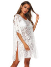 Sexy Solid White Loose Beach  Lace Cover-Up