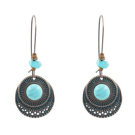 Fashion round alloy female creative hook turquoise earrings