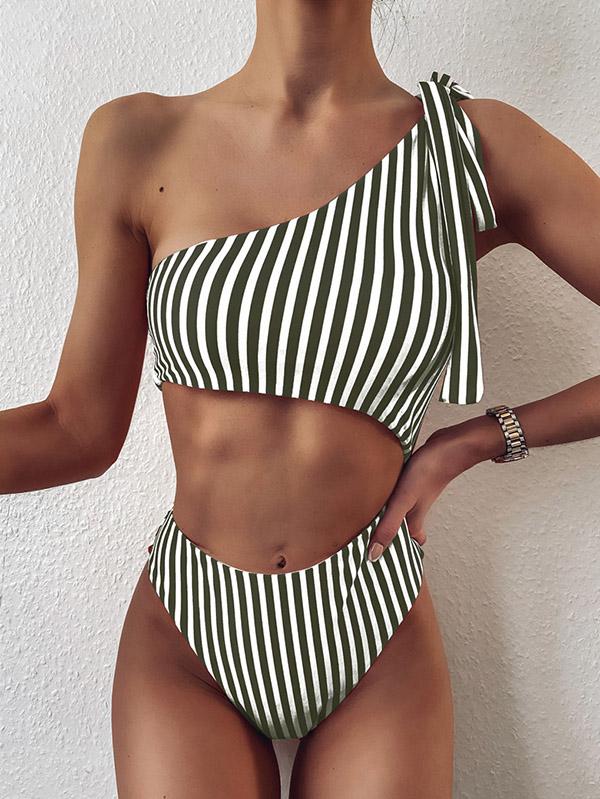 One-Shoulder Hollow One-Piece Swimwear