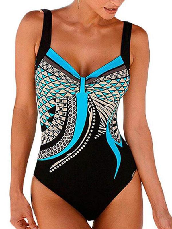 Retro Printed One-piece Swimwear